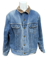 Vintage 70s LEE STORM RIDER Warm Blanket Lined Blue Denim Biker Jacket 44L CH50"