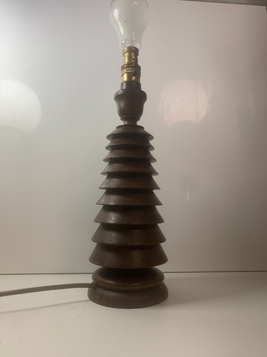 Vintage cone wood lamp - , table