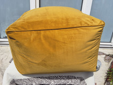 LARGE GOLD VELVET POUFFE SQUARE BEAN BAG FOOTSTOOL 60 X 35