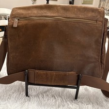 G.H. Bass & Co Vintage Brown black Leather Briefcase Tote Bag - Distressed