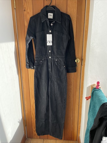 Zara black denim boilersuit - denim,