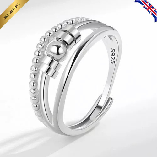 Silver anxiety fidget ring for - silver,