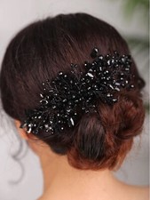 Vintage Wedding Headdress Black Headpieces Rhinestone Hair Accessories Fashion