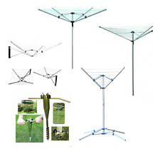 NEW WALL MOUNTED FREE STANDING ROTARY CLOTHES AIRER DRYER RACK GROUND SOCKET 