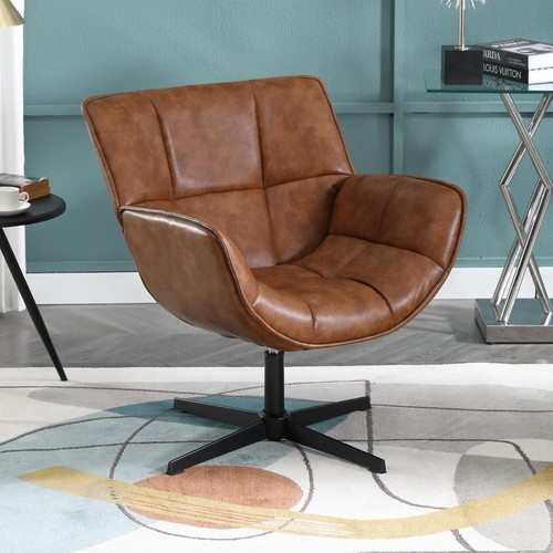 Brown swivel leather accent - brown,