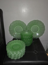 Vintage 20 Piece Green Glass Dinner Set