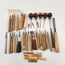 Wood Carving Tools Large Lot of 30+ Chisels Gouges Blades Unbranded Crafting
