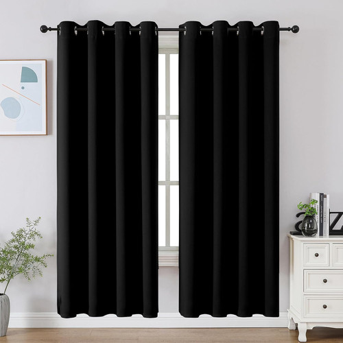 Black blackout curtains - black,
