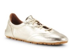 NWD $425 Aquatalia Qrystal Metallic Leather Driver Sneakers Gold Size 8 M