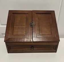 Antique Wooden Stationery Secretary Writing Box Slope Desktop Tidy Cabinet