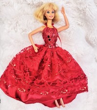 Vintage Mattel Crystal Barbie Doll  1984 OOAK in Christmas Red Gown Gorgeous!