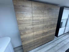 Zebrano Walnut  wardrobe 4 folding doors , Shelves New 2000mm w 500d  2000h led