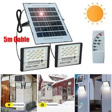 400W Solar Powered LED Double Floodlight Garage Shed Light Garden Indoor&Outdoor