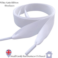 White Flat Satin Ribbon Shoe Laces My Ribbon Laces™ for Canvas Pump Shoes Boots