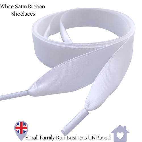 White flat satin ribbon - white, shoe