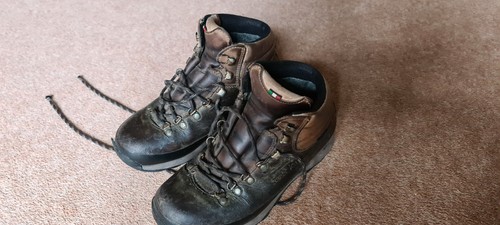 Brown leather hiking boots - leather,