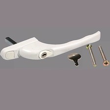 Window Handle White uPVC Universal. inline key locking double glazed pvc pvcu