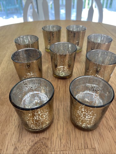 Mercury glass gold votive - mercury,