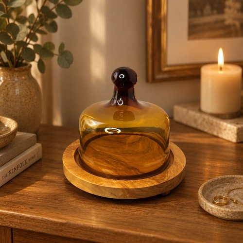 Amber glass cloche - amber,