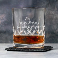 Personalised Engraved Crystal Whisky Mixer Glass Tumbler Any Message Birthdays