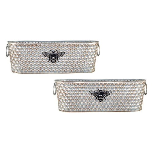 2pc metal trough 40cm honey - 2pc,