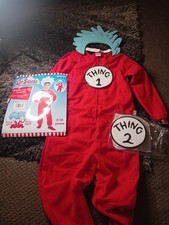Dr Seuss The Cat In The Hat Thing 1 Thing 2 Fancy Dress Costume Age 8-9-10 Yrs