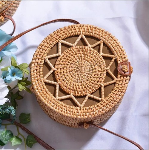 Rattan round bag for - round, women