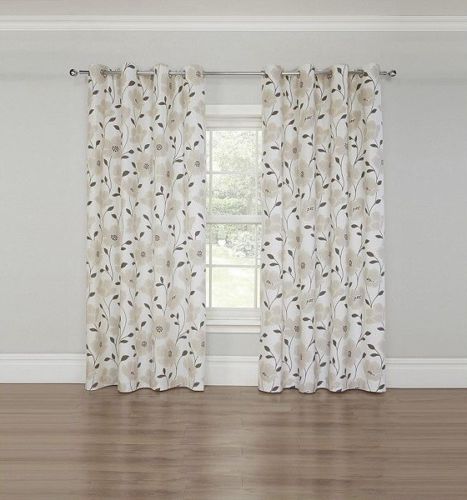 Leaf print eyelet curtains - print,