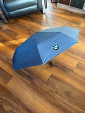 New Genuine BMW MINI Automatic Travel Umbrella Brollie in Blue With BMW Logo