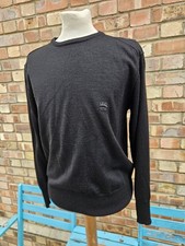 Katherine Hamnett Jumper 100% Merino Wool Tight Knit Black Pullover UK Medium 