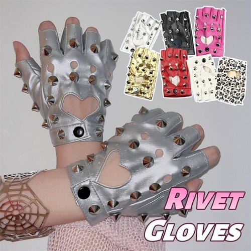 1pair rivet gloves fingerless - 1pair,