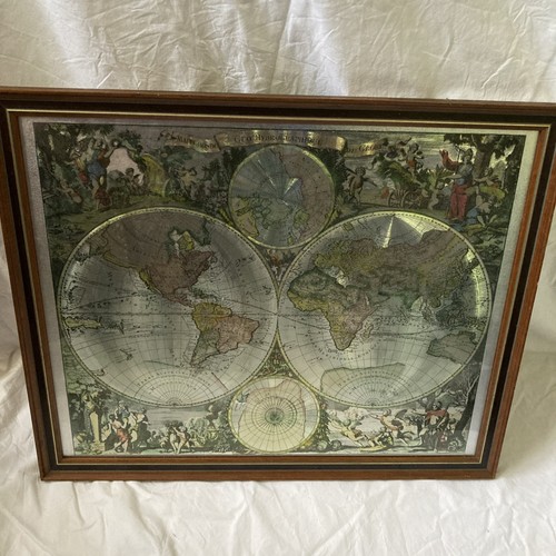Foil map the world framed - foil,