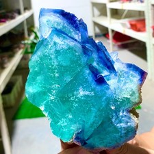 2.08LB  Rare natural transparent blue cubic fluorite crystal sample/China