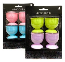 4 Egg Cups Set Breakfast Boiled Eggs Novelty Egg Holder Kitchen Multicolours