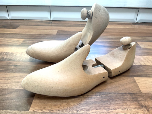 Pair vintage beech wooden shoe - pair,
