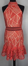 Jarlo Dress Size 10 Coral Red Nude Geometric Cocktail Formal Wedding Party Prom