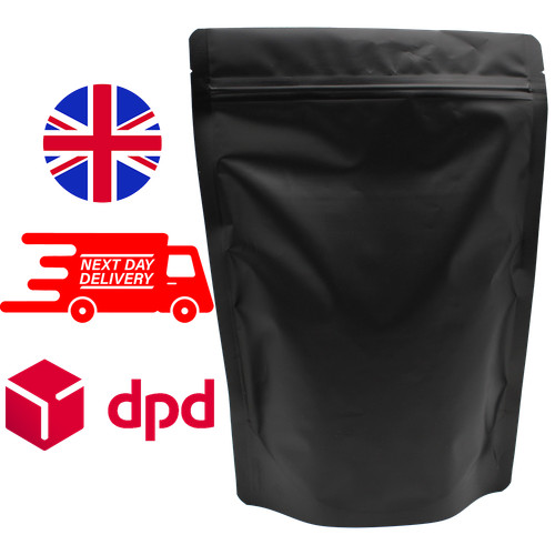 Black stand pouch packaging - black, up