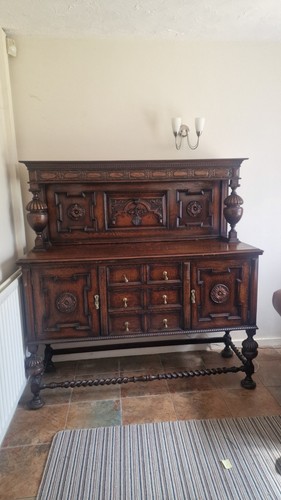Antique carved oak sideboard - carved,