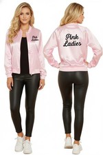 Women's Pink Ladies Jacket Fancy Dress Grease Film Costume Ladies Pink Jacket