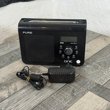 Pure One Black DAB FM Digital Radio Portable Digital Battery Mains  +AC Adapter