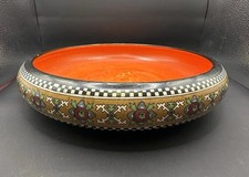 Vintage H&K Tunstall Pottery Bowl Art Deco Style 10.5” Diameter.
