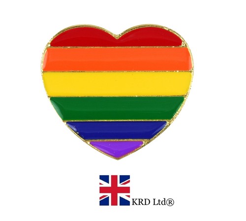 Rainbow heart metal - metal, pin