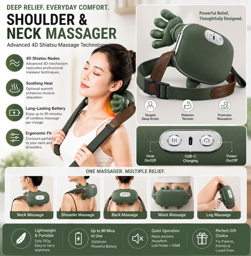 Electric heated neck massager - heated,