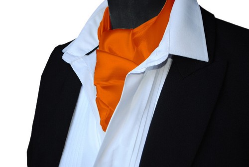 Orange satin ascot cravat neck - ascot,