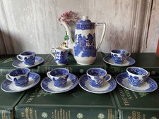 Vintage Swinnertons Willow Pattern Coffee Espresso set for 6 people