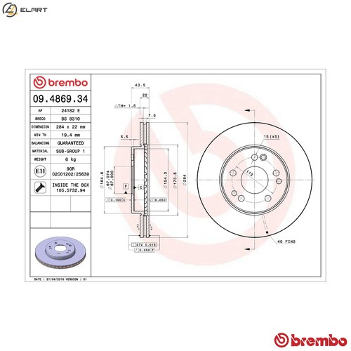 Brake disc 4869 34 - brake,