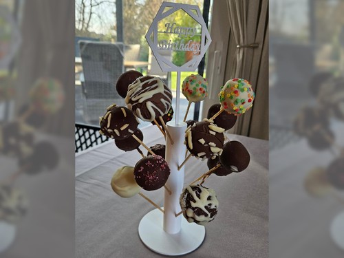Cake pop stand with - with, happy