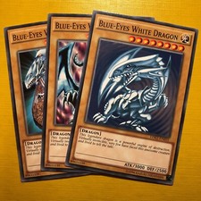 3 x Blue-Eyes White Dragon - YuGiOh - SDK Art LOB - LDK2 - All 3 Mint Cards!