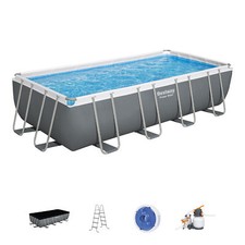 Bestway Power Steel Rectangular Above Ground Swimming Pool Set
