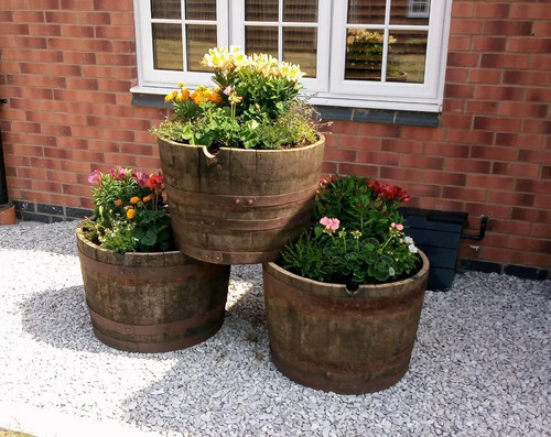 Half whisky barrel - half, planter